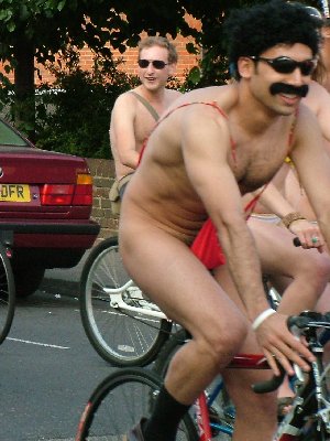 Naked cyclists h Borat